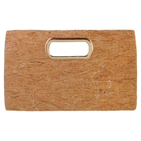Handbags - 4026 Cork Top Handle Clutch, Gold